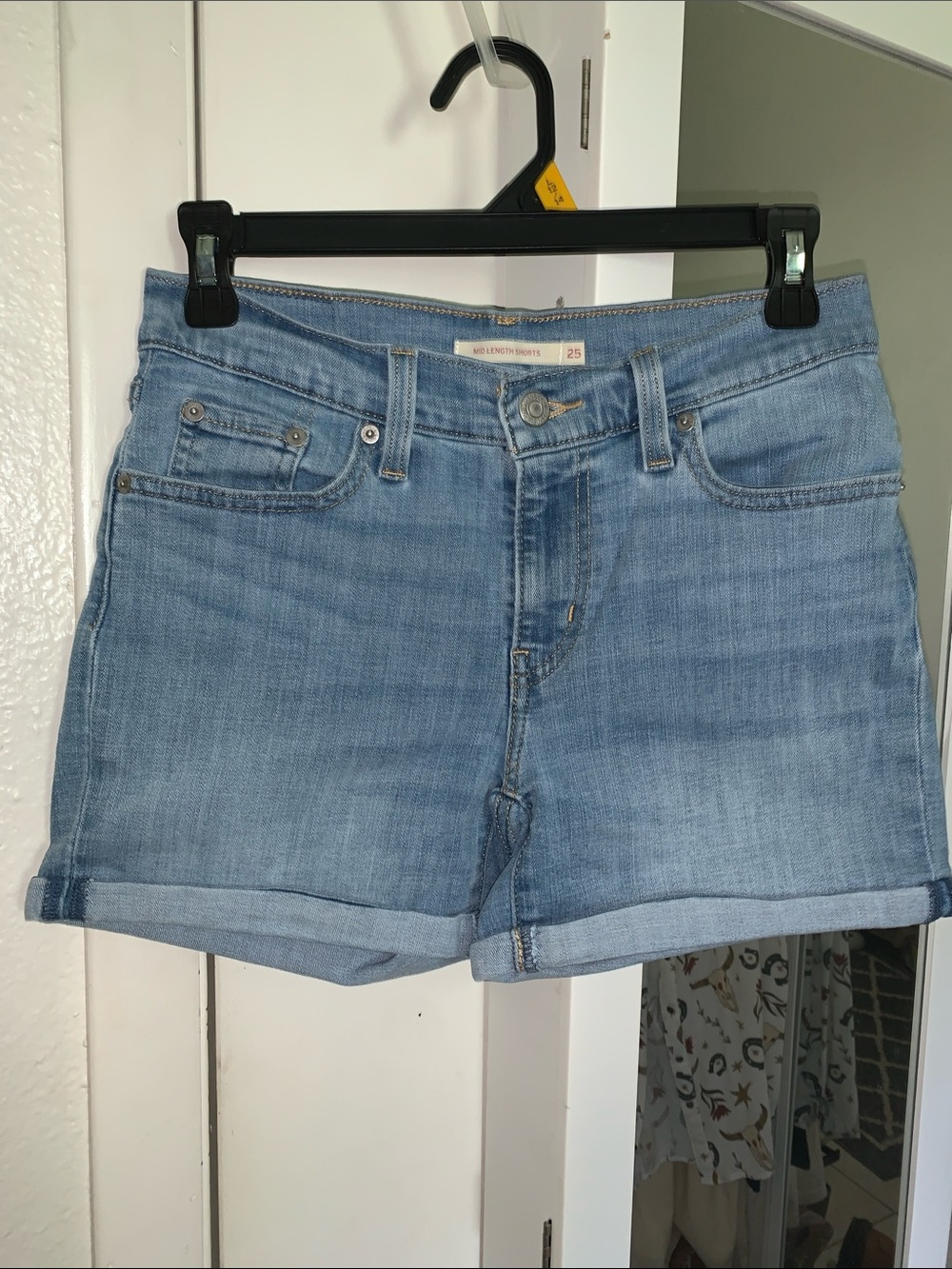 Levi's Light Blue Rolled Hem Denim Shorts